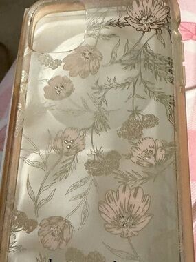 kate spade Pink and Gold Floral Clear Phone Case
